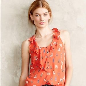 Anthropologie Maeve Aurelie Orange Blouse